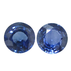 0.93 cttw Pair of Round Blue Sapphires : Royal Blue
