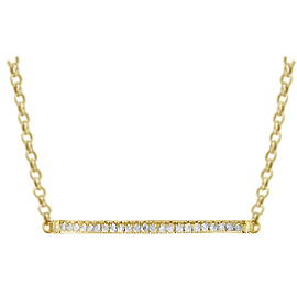 14K Yellow Gold Bar Necklace : 0.30 cttw Diamonds