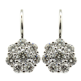18K White Gold Hoop Earrings : 2.00 cttw Diamonds