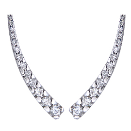 14K White Gold Climber Earrings : 0.65 cttw Diamonds