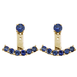 18K Yellow Gold Floating Earrings : 2.40 cttw Blue Sapphires