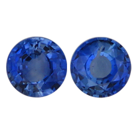 1.78 cttw Pair of Round Blue Sapphires : Navy Blue
