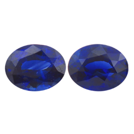 2.36 cttw Pair of Oval Blue Sapphires : Rich Royal Blue