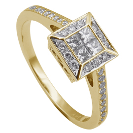 18K Yellow Gold Multi Stone Ring : 0.46 cttw Diamonds
