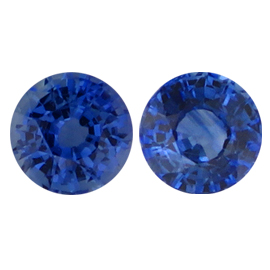 0.97 cttw Pair of Round Blue Sapphires : Rich Blue