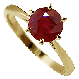 14K Yellow Gold Solitaire Ring : 1.00 ct Ruby