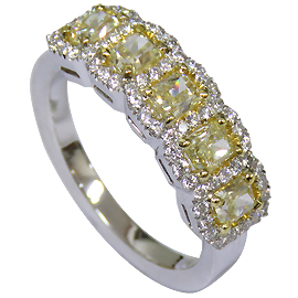 18K White Gold Multi Stone Ring : 1.56 cttw Diamonds