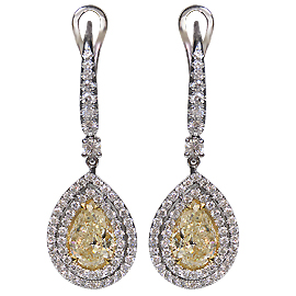 18K White Gold Drop Earrings : 5.02 cttw Diamonds