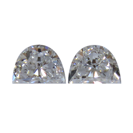 0.58 cttw Pair of Half Moon Diamonds : D / VVS2