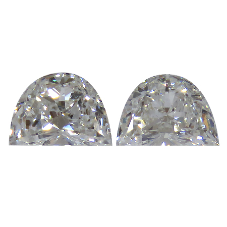 0.66 cttw Pair of Half Moon Diamonds : H / VS2