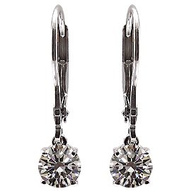 18K White Gold Drop Earrings : 1.00 cttw Diamonds