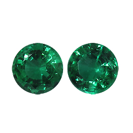 0.90 cttw Pair of Round Emeralds : Rich Green