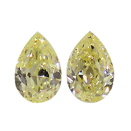 0.62 cttw Pair of Pear Shape Diamonds : Fancy Yellow / VS1