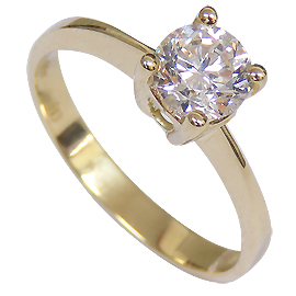 18K Yellow Gold Solitaire Ring : 1.00 ct Diamond