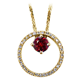 14K Yellow Gold Drop Pendant : 0.66 cttw Ruby & Diamonds