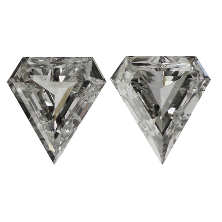 1.23 cttw Pair of Diamond shape Diamonds : I / SI1
