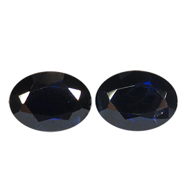 2.58 cttw Pair of Oval Sapphires : Darkish Blue