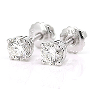 18K White Gold Basket Style 0.75cttw Diamond Stud Earrings