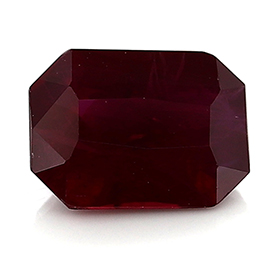 0.81 ct Emerald Cut Ruby : Deep Rich Red