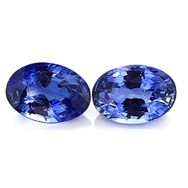 1.94 cttw Pair of Oval Blue Sapphires : Royal Blue