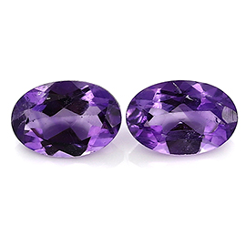 0.80 cttw Pair of Oval Amethysts : Purple