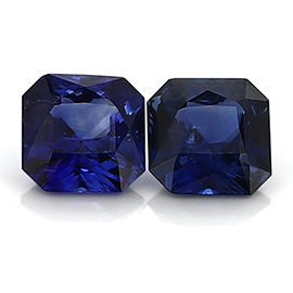 1.42 cttw Pair of Emerald Cut Blue Sapphires : Rich Royal Blue