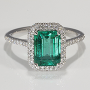 18K White Gold 2.00cttw Emerald & Diamond Ring