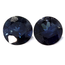 0.77 cttw Pair of Round Sapphires : Medium Royal Blue