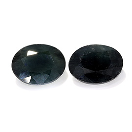 3.65 cttw Pair of Oval Sapphires : Midnight Blue