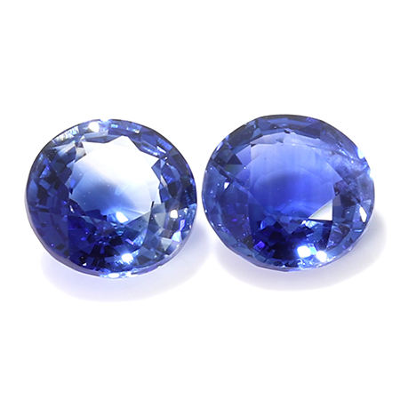 0.84 cttw Pair of Round Blue Sapphires : Royal Blue