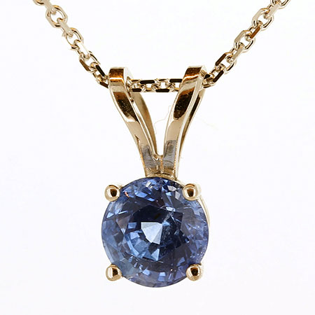 14K Yellow Gold Solitaire Pendant : 1.00 ct Sapphire