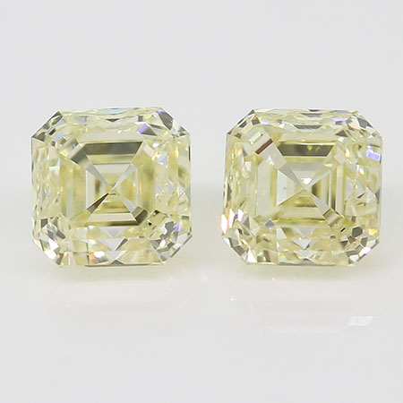 0.48 cttw Pair of Asscher Cut Diamond : Fancy Yellow / VS1
