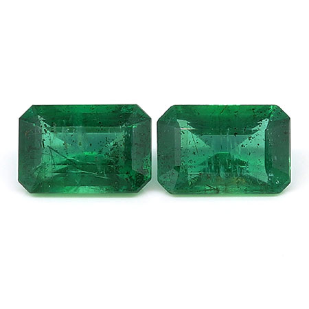 5.49 cttw Pair of Emerald Cut Emeralds : Rich Grass Green