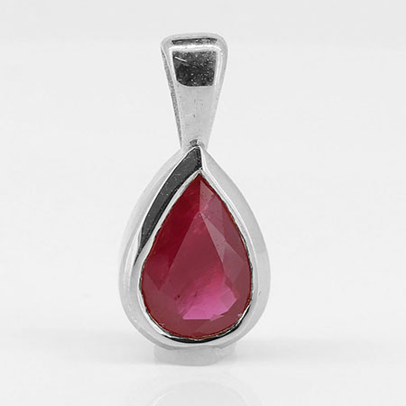 14K White Gold Solitaire Pendant : 0.60 cttw Ruby
