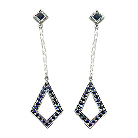 18K White Gold Drop Earrings : 0.80 cttw Sapphires