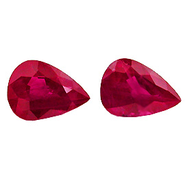 2.66 cttw Pair of Pear Shape Rubies : Pigeon Blood Red
