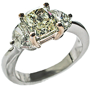 18K Two Tone Three Stone Ring : 2.25 cttw Diamonds