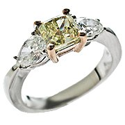 18K Two Tone Three Stone Ring : 1.77 cttw Diamonds