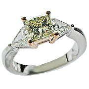 18K Two Tone Three Stone Ring : 1.49 cttw Diamonds