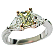 18K Two Tone Three Stone Ring : 1.72 cttw Diamonds