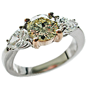 18K Two Tone Three Stone Ring : 1.90 cttw Diamonds