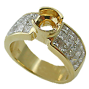 18K Yellow Gold Multi Stone Setting : 1.30 cttw Diamonds, Invisible Setting