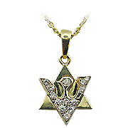 18K Yellow Gold 1/6cttw Diamond Star of David Pendant