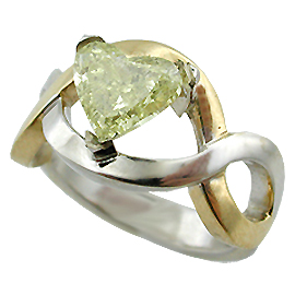 18K Two Tone Solitaire Ring : 1.49 ct Fancy Yellow Diamond