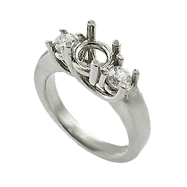 18K White Gold Three Stone Setting : 0.50 cttw Diamonds