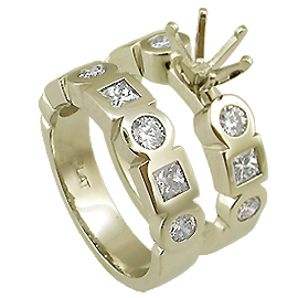 18K Yellow Gold Wedding Band Set : 1.52 cttw Diamonds