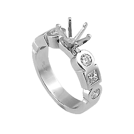 18K White Gold Multi Stone Setting : 0.69 cttw Diamonds