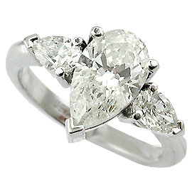 18K White Gold Three Stone Ring : 2.00 cttw Diamonds