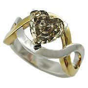 18K Two Tone Solitaire Ring : 1.45 ct Diamond