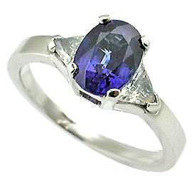 18K White Gold Three Stone Ring : 2.00 cttw Sapphire & Diamonds